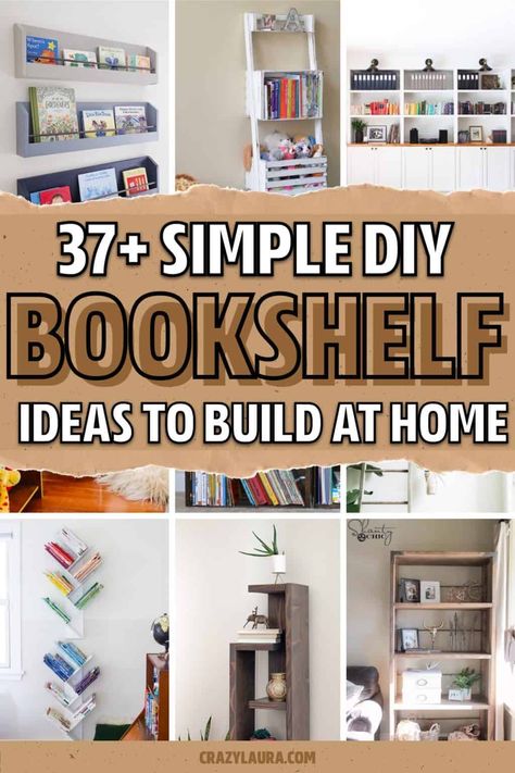 Want to build your own DIY bookshelf but need some inspiration to get started? These shelving tutorials and plans will help you make yours perfect the first time around! Organisation, Bookshelf Out Of Crates, Creative Bookcase Ideas, Closet Bookshelf Ideas, Diy Nursery Bookshelf, Diy Wall Bookshelf, Bookshelf Ideas Diy, Bookshelf Diy Ideas, Wall Book Shelf Ideas