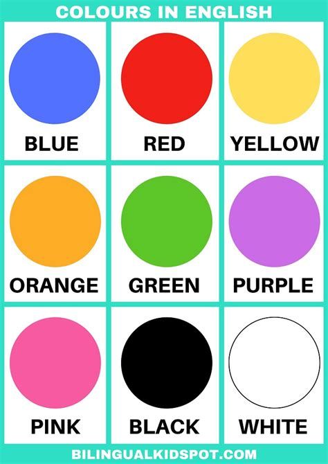 Color Names: List Of Colors In English With The Picture Aktiviti Prasekolah, Kertas Kerja Prasekolah, Preschool Charts, Teach English To Kids, Color Flashcards, Aktiviti Kanak-kanak, English Activities For Kids, Kids Worksheets Preschool, Free Preschool Worksheets