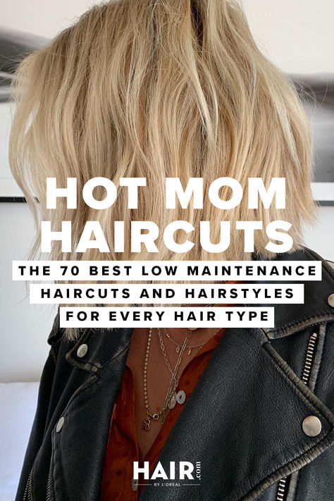 Looking to keep your hair routine as simple as possible while also feeling like the hot mom you are? These are 70 of the best low-maintenance haircuts and hairstyles to consider trying for yourself. Easy To Fix Haircuts For Women, Low Maintenance Hairstyles For Fine Hair, Short Mom Hairstyles, Postpartum Haircuts, Low Maintenance Mom Haircut, Low Maintenance Haircut Thick Hair, Haircuts For Postpartum Hair, Mom Haircut Low Maintenance, Mom Haircuts Low Maintenance