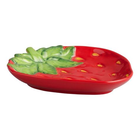 Strawberry Figural Kitchenware Collection - World Market Strawberry Plate, Painted Strawberry, Candy Room, Appetizer Salad, Strawberry Kitchen, Strawberry Decorations, Appetizer Plate, Festive Holiday Decor, Salad Dessert