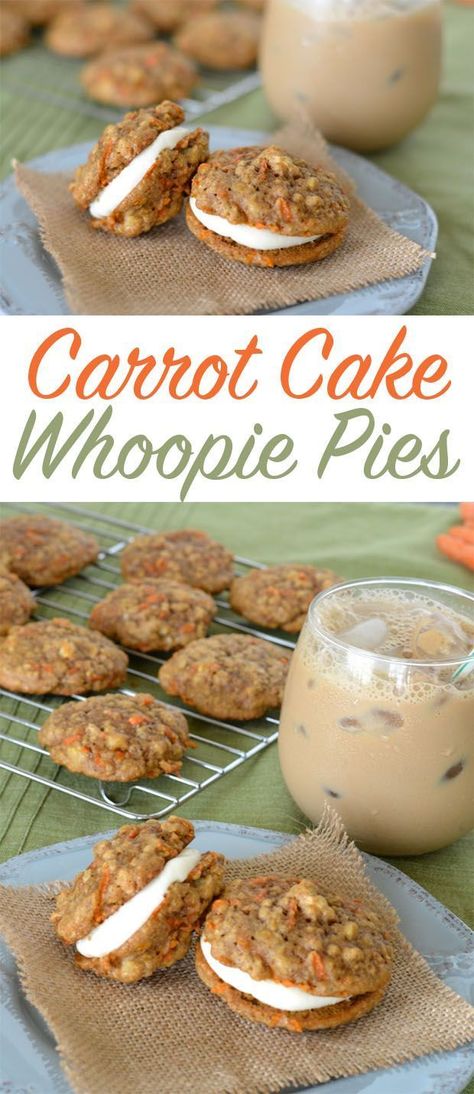 Pie, Carrot Cake Whoopie Pies, Cake Whoopie Pies, Whoppie Pies, Whoopie Pie Recipe, Spring Treats, Whoopie Pie, Savory Cakes, Whoopie Pies