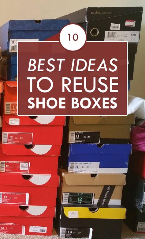 10 Best Ideas to Reuse Shoe Boxes Reuse Shoe Boxes, Upcycle Shoes, Shoe Box Diy, Shoe Box Organizer, Sewing Supplies Organization, Shoe Box Crafts, Recycled Shoes, Cardboard Organizer, Box Hacks