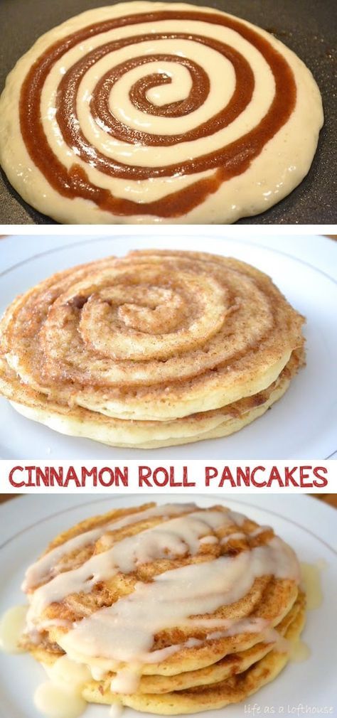 Breakfast Ideas For A Crowd, Fun Breakfast Ideas, Cinnamon Roll Pancakes Recipe, Breakfast Recipe Ideas, Fun Breakfast, Cinnamon Roll Pancakes, Food Recipes Vegetarian, Food Recipes Ideas, Makanan Diet