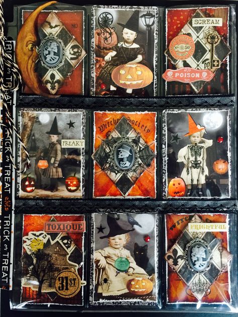 Halloween Pocket Letter, Fall Embellishments, Letter Scrapbook, Halloween Packet, Tim Holtz Ideaology, Holiday Crafts Halloween, Halloween Paper Crafts, Art Trading Cards, Halloween Cards Handmade