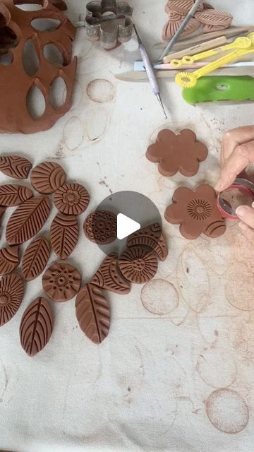 Diy Texture Tools For Clay, Diy Clay Stamps How To Make, Clay Stamp Designs, How To Make Clay Stamps, Clay Stamps For Pottery Diy, Ceramic Stamps Ideas, Clay Stamps Diy, Clay Stamps For Pottery, Jena Bedson