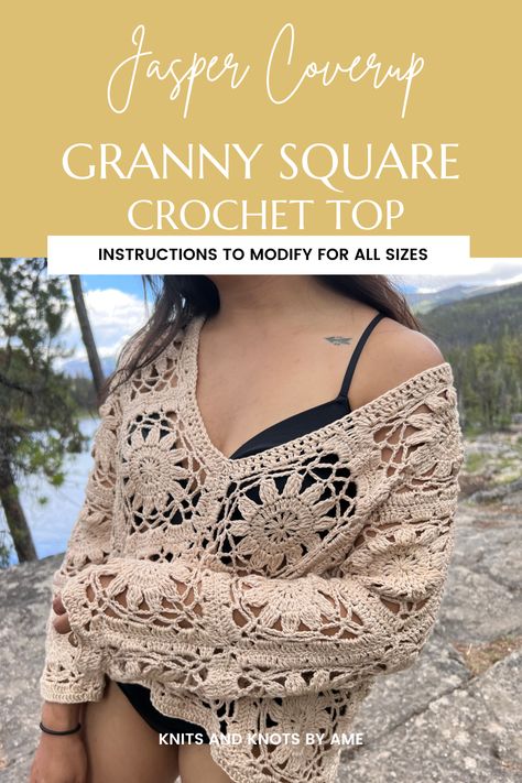 Boho Granny Square Top, Amigurumi Patterns, Crochet Summer Granny Square, Crochet Patterns Cover Up, Summer Sweater Crochet Patterns Free, Crochet Coverup Top, Crochet Clothes Boho Free Pattern, Crochet Beach Sweater Pattern, Plus Size Summer Crochet