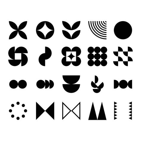 abstract geometric icon set collection in a simple style for element decoration. random shape of icon elements to create any design. Creative Geometric Shapes, Simple Shape Pattern, Geometric Shapes Design Graphics, Geometric Elements Design, Abstract Icons Design, Abstract Elements Design, Logo In Shape, Icon Pattern Design, Graphic Design Shapes Geometry
