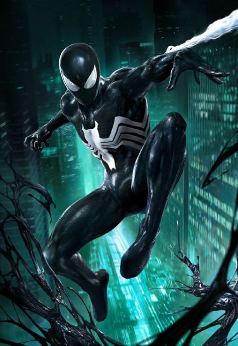 Spiderman Black Suit, Symbiote Spiderman, Symbiotes Marvel, Spiderman Suits, Black Spiderman, Marvel Database, Marvel Characters Art, Spiderman Artwork, Marvel Artwork