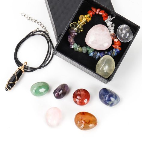 Chakra Stones Healing Crystals, Heart Healing, Crystal Healing Stones, Crystal Necklaces, Energy Stones, Chakra Bracelet, Crystal Set, Chakra Crystals, Chakra Stones