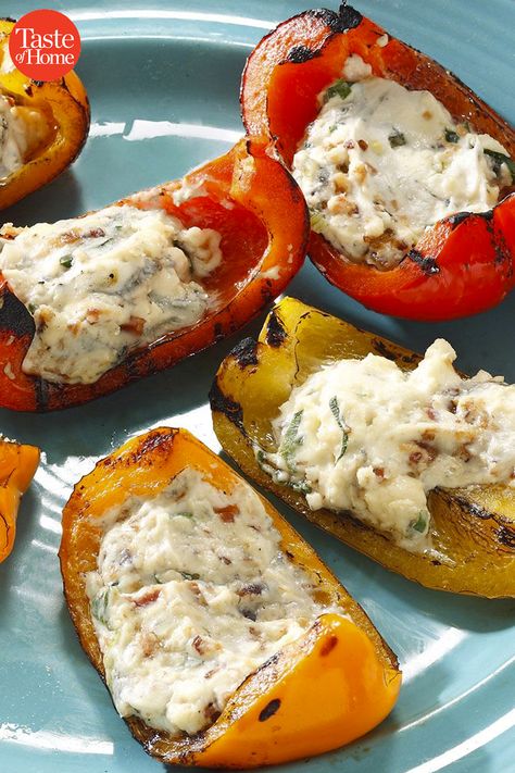 Bacon Stuffed Peppers, Grill Sides, Grilled Side Dishes, Bbq Side Dishes, Grilled Peppers, Grilling Sides, Grilled Dinner, Bbq Sides, Side Dishes For Bbq