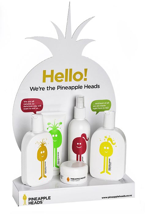 Pineapple Heads on Packaging of the World - Creative Package Design Gallery Packaging Display Ideas, Product Display Design Creative, Kids Packaging Design, Product Display Design, Beauty Product Display, Hair Product Packaging, Product Display Ideas, Kids Hair Products, Kids Package Design