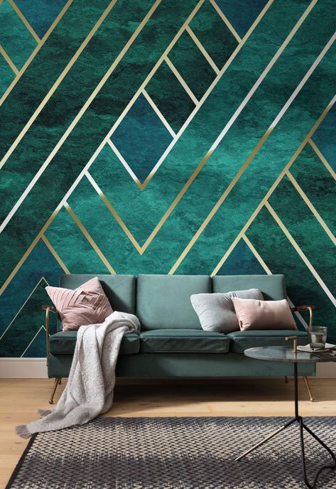 As we know, opposites attract. Clear gold lines add structure and stability to the free-floating background. A harmonious composition for contemporary homes. Photomural, Decoration, Walldeco, Interieur, Interieurfashion, Wall, nonwoven, non-woven, wallpaper, mural, photo, colorful, beautiful, papermural, decomural, paper, patterns Perete Accent, Interior Art Deco, Art Deco Living, Bilik Idaman, Art Deco Living Room, Interior Design Per La Casa, Art Deco Interior Design, Art Deco Wallpaper, Wall Paint Designs