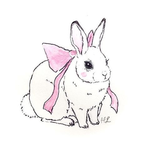 Tumblr, Draw Bunny, Blob Shape, Pink Drawing, Cute Little Tattoos, Bunny Drawing, Vintage Library, Vintage Bunny, Bunny Art