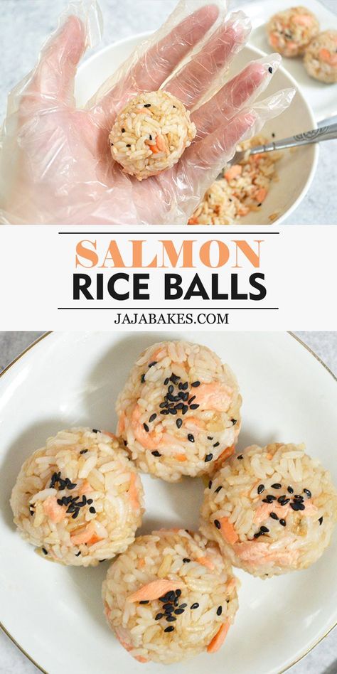 Sushi Recipes, Salmon Rice Balls, Salmon Balls, Salmon Rice, Salmon And Rice, Strong And Healthy, Rice Balls, Quick Meal, Healthy Side