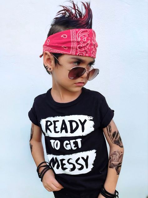 Rock And Roll Hairstyles For Kids, Rockstar Outfit For Kids Boys, Rockstar Costume Diy, Kids Rockstar Costume, Disfraz Rock And Roll, Rock And Roll Costume, Rocker Costume, Rockstar Costume, Bike Tattoo