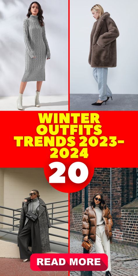 Prepare to make a lasting impression this winter as you explore our winter outfits trends 2023 - 2024. From casual fall fashion to glamorous dressy looks, we've compiled an array of options for women. Stay at the forefront of fashion and remain snug during the chilly weather with these trending winter styles for 2023 and 2024. 2023 Winter Trends Women, Winter Fashion Trends 23/24, Winter Style 2023/2024, Casual Winter Outfit 2023, What To Wear Winter 2023, Winter Outfit Trends 2023, Casual Outfits 2024 Winter, Trends Winter 2023/24, Winter Fashion 2023 2024 Women