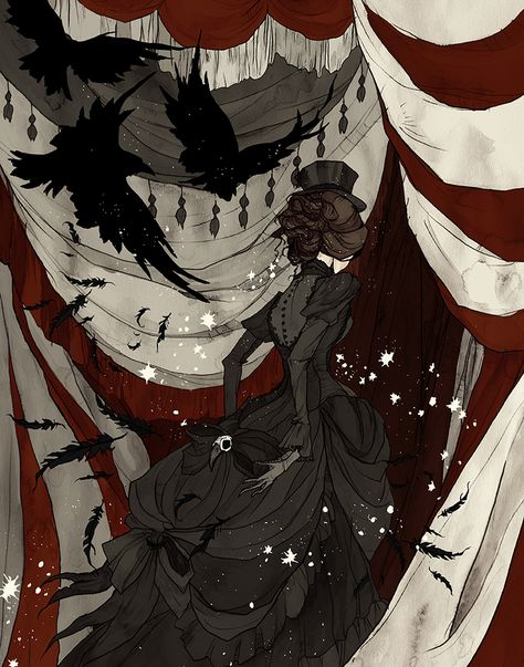 the night circus | art Gothic Art, Abigail Larson, Circus Aesthetic, Dark Circus, Night Circus, Circus Art, Arte Sketchbook, Dark Art, Circus