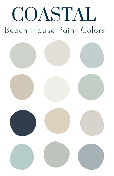 Beach Bathroom Colors Paint, Beach Home Interiors Coastal, Coastal Beige Paint, Coastal Home Paint Palette, Coastal Chic Paint Colors, Beach Home Color Palette, Modern Coastal Palette, Best Beach House Paint Colors, Beach Cottage Paint Colors Interiors
