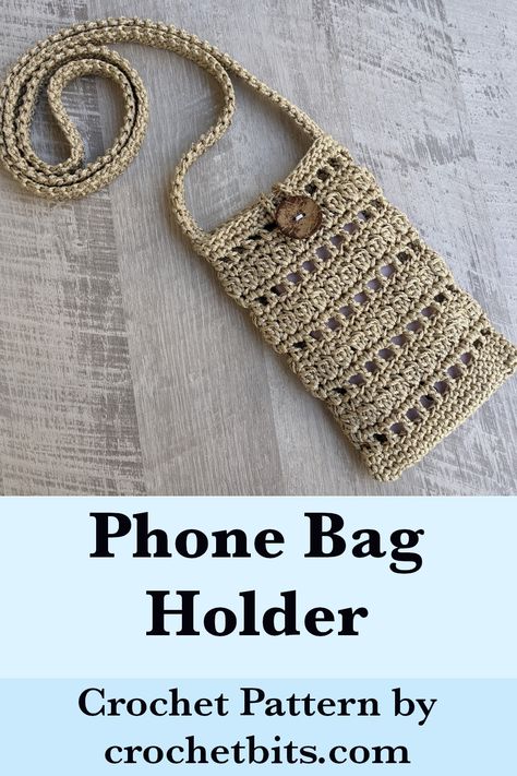 Crochet Phone Bag Holder Pattern Crochet Extra Yarn, Crochet Bag Straps Free Pattern, Crochet Cell Phone Holder Free Pattern, Crochet Mobile Pouch, Phone Bag Crochet, Easy Crochet Bag, Bag Holder Pattern, Phone Bag Pattern, Crochet Phone Cover