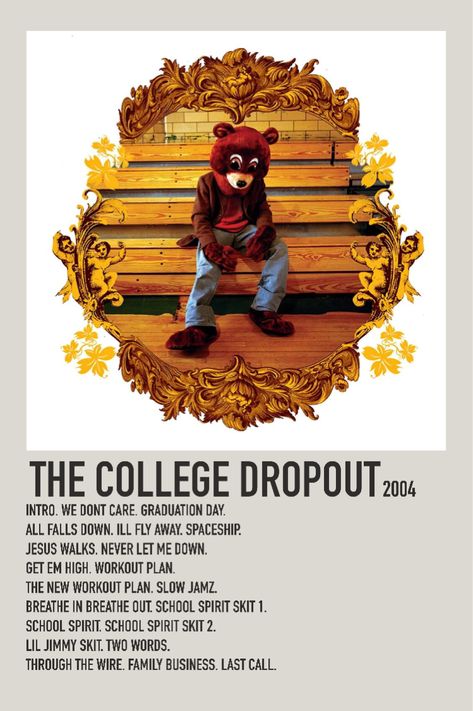 minimalist album poster The College Dropout Album Cover, Kanye West College Dropout Poster, Kanye Minimalist Poster, Kanye West Polaroid, The College Dropout Poster, Kanye West Polaroid Poster, Kanye West Minimalist Poster, Collage Dropout Kanye, Kanye West Aesthetic Album Cover