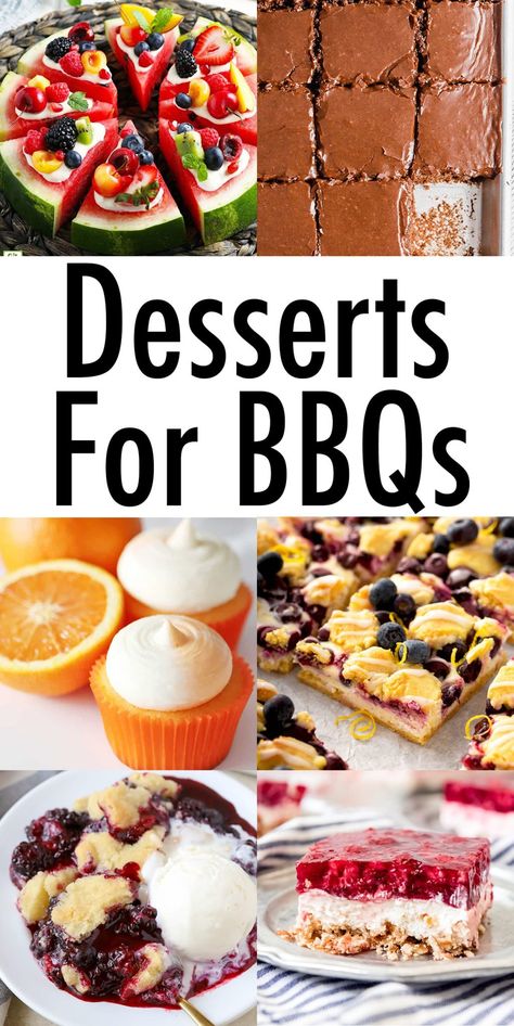 Desserts For Bbq, Bbq Deserts, Summer Bbq Desserts, Barbecue Desserts, Cookout Desserts, Bbq Potluck, Picnic Desserts, Barbecue Side Dishes, Bbq Desserts