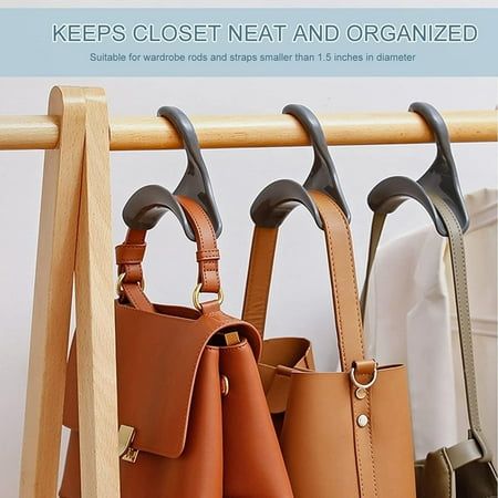 About this item Organize Your Bags: these purse hangers for closet are featured with smooth curves, making them suitable for hanging your handbag while hanging the handle of the handbag, and keeping your bags at the place where they are supposed to be, say goodbye to the messy wardrobe Lightweight and Compact: these handbag closet hangers are made of quality acrylic material, which are lightweight and compact, not easy to break or deform, and can be easily put in your handbags and taken out anyt Purse Storage Closet, Purse Storage In Closet, Closet Organization Purses, Bags Closet Ideas, Organize Purses In Closet, Purse Organization Wall, Purse Storage Ideas Closet, Messy Wardrobe, Bag Storage Ideas