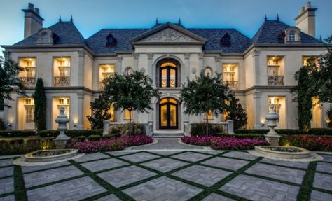 This French chateau Preston Hollow 2.34 acre estate at 5139 Seneca Dr, Dallas TX 75209 is for sale: $9,688,000. Designed by the nationally recognized architectural team of Lloyd Lumpkins and Jeff Salmon. French Chateau Style Homes, French Chateau Home, French Chateau Homes, French Mansion, French Chateau Style, Mansion Exterior, Chateau Style, French Style Homes, التصميم الخارجي للمنزل