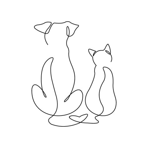 Lab Outline Tattoo, Animal Outline Drawing, 1 Line Drawing, Line Drawing Tattoo, Dr Tattoo, Line Art Dog, Cat And Dog Tattoo, Animal Line Art, Tatoo Dog