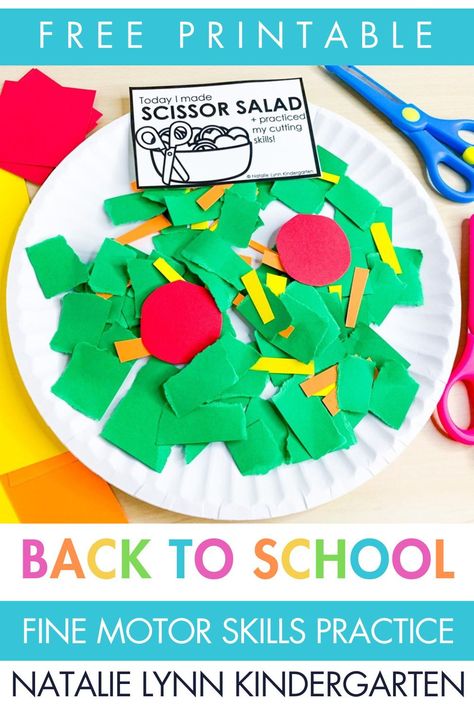 If you teach preschool, pre-k or kindergarten, you know using scissors at the beginning of the school year can be challenging. Many students have never used scissors before and lack the fine motor skills to cut properly. That’s where a Scissor Salad comes in! This simple back to school cutting activity gives students the opportunity to practice cutting. This activity is perfect for back to school center activities and fine motor skills practice the first week of school. Learn more here. Essen, Preschool Scissors Activities, Scissor Skills Preschool, Salads Ideas, Healthy Food Activities, Preschool Food, Preschool Cooking, Cooking Theme, Nutrition Activities