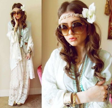 Hippie chic, ¡la nueva tendencia en moda! Moda Hippie Chic, Look Hippie Chic, Estilo Hippie Chic, Mint Blouse, Moda Hippie, Hippie Party, Estilo Hippy, Outfits 70s, Estilo Hippie