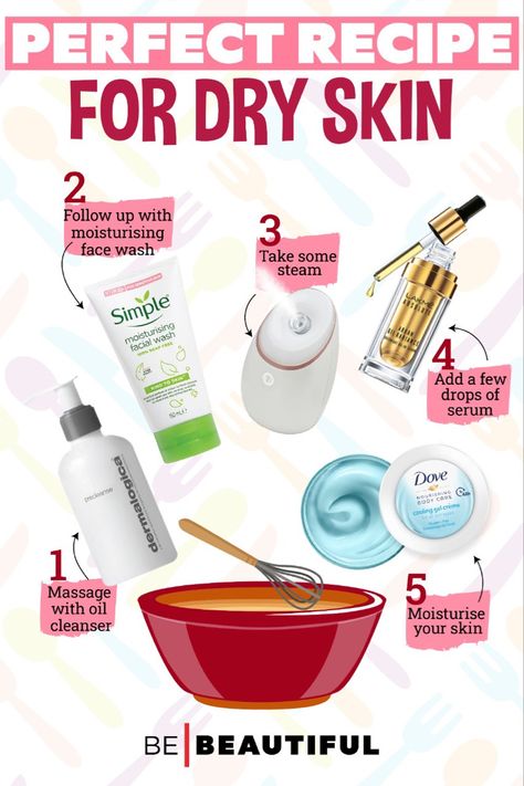 Skincare routine to moisturise dry skin Good Skin Tips For Dry Skin, Best Face Serum For Dry Skin, How To Get Hydrated Skin, Skincare For Dry Skin Routine, Skin Care Routine For Dry Skin, Dry Skin Remedies For Face, Tanning Tips In The Sun, Dry Skincare Routine, Tan Routine