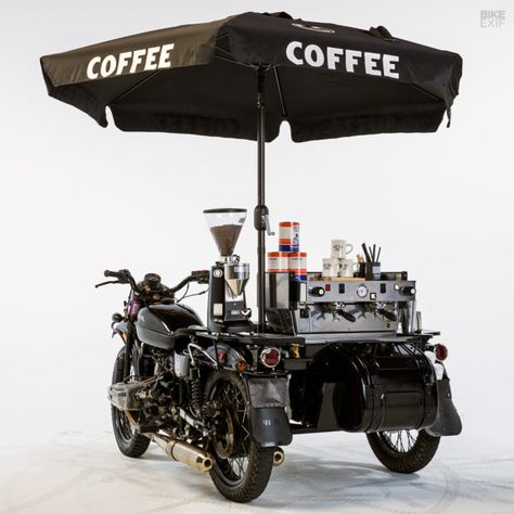 More café than racer: The Ural sidecar with a built-in espresso machine Ural Bike, Mobile Food Cart, Mobile Coffee Shop, Stumptown Coffee, Mobile Coffee, Coffee Bike, Food Cart Design, Мотоциклы Cafe Racers, Coffee Truck