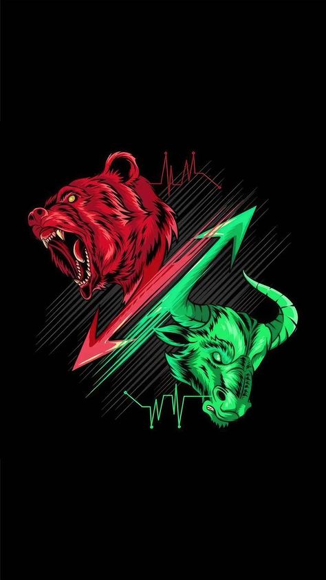 Bulls and Bears iPhone Wallpaper 4K - iPhone Wallpapers : iPhone Wallpapers Bullish And Bearish Logo, Bear Vs Bull, Bear Logo Design, Bulls Wallpaper, Candle Stick Patterns, Rich Mindset, Candles Wallpaper, Money Wallpaper Iphone, Iphone Wallpaper Hd