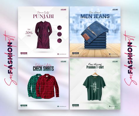 Social Media Clothes, Advertising Clothing, Sale Social Media Post, Fashion Sale Banner, Cloth Banners, Advertising Fashion, Fashion Poster Design, Mens Clothing Brands, Fashion Banner