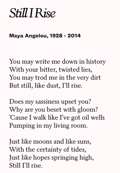 Still I Rise   Maya Angelou Food For Thought, Bitter, Maya Angelou, Still I Rise Maya Angelou, Rise Quotes, Still I Rise, Quote Board, Twitter Search, Be Still