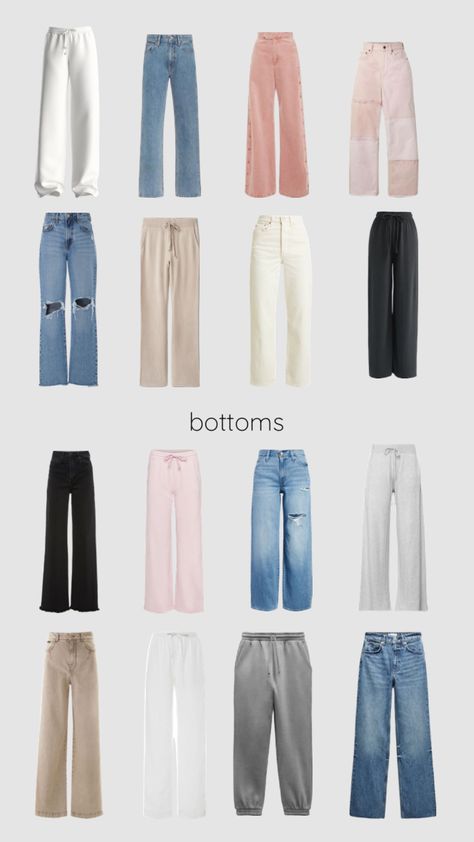 #bottoms #pants #jeans #inspo #fits #fashion #sweatpants #zara #outfits #followme Basic Pants Must Have, Pants Inspo Aesthetic, Zara Jeans Preppy, Pants Must Have, Pants You Need, Basic Jeans Must Have, Preppy Outfits With Pants, Preppy Jean Outfits, Zara Basic Outfit