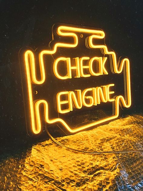 Check Engine LED Neon Sign | Car Check Engine Light Sign | Auto Shop Signage | Gift For Dad | Gifts for car guys Mechanics Aesthetic, Car Room Decor, Automotive Shops, Mechanic Shop, Shop Signage, Cool Garages, Guys Room, Auto Shop, Automotive Furniture