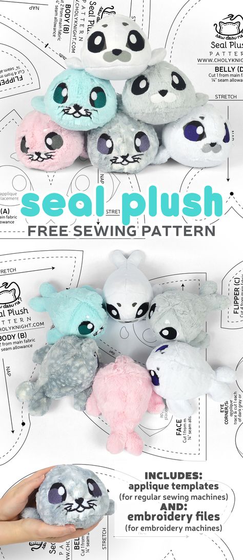 Bunny Plush Pattern Sewing, Kawaii Plush Pattern, No Sew Stuffed Animals, Squishmallow Sewing Pattern, Free Pattern Friday, Beginner Friendly Sewing Projects, Sewing Patterns Free Plushies, Free Stuffed Animal Patterns Sewing, Printable Sewing Patterns Free