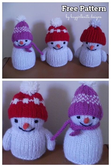 Natal, Amigurumi Patterns, Free Xmas Knitting Patterns, Knit Snowman Pattern Free, Knitted Snowman Pattern Free, Knit Ornaments Patterns Free, Knit Gnomes, Xmas Knitting, Christmas Toy Knitting Patterns