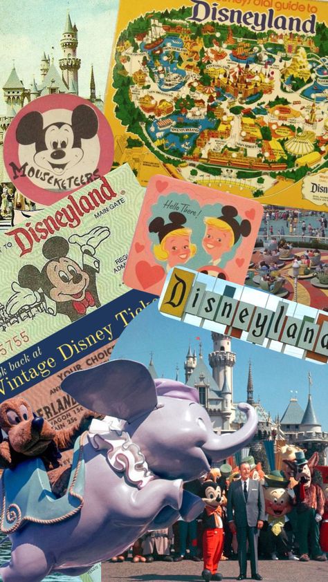 Vintage Disneyland. #vintagedisney #vintage #disneyland Vintage Disneyland Wallpaper, Disneyland Vintage Aesthetic, Disneyland Vintage Poster, Disneyland Scrapbook, Disney Ootd, Disneyland Vacation Planning, Disneyland Vintage, Disney Movies List, Disney World Packing