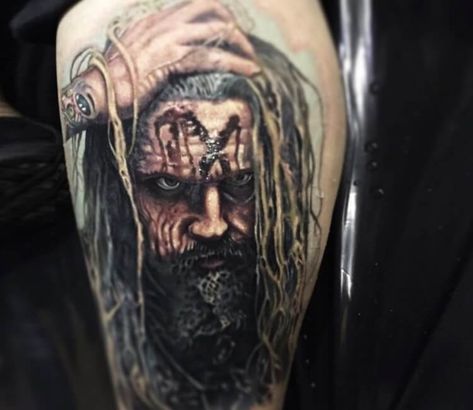 Rob Zombie tattoo by Paul Acker Rob Zombie Tattoo, Musician Tattoo, Devils Rejects, Zombie Tattoo, Different Styles Of Tattoos, Zombie Tattoos, Culture Tattoos, Think Tattoo, Horror Artwork