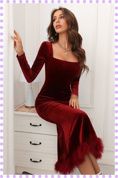 [PaidAd] 78 Hot Red Hoco Dress Ideas You'll Be Glad You Discovered 2022 #redhocodress Red Dress With Sleeve, Long Red Christmas Dress, Red Party Dress Long Sleeve, Red Hoco Dress Modest, Winter Dresses Red, Velvet Party Dresses, Red Christmas Dress Women Parties, Christmas Party Dress Red, Red Long Sleeve Dress Formal