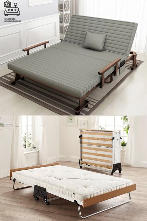 Foldable Mattress Bed, Foldable Guest Bed, Portable Beds For Guests, Foldable Bed Space Saving, Wardrobe Bedroom Ideas, Folding Bed Ideas, Foldable Bed Frame, Fold Away Bed, Folding Double Bed