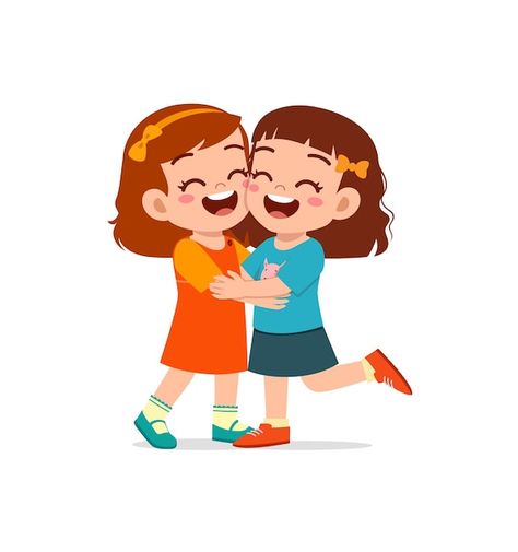 Hug Best Friend, Hug Cartoon, Pecs Pictures, About Me Poster, Yoga Cartoon, Kids Hugging, How To Control Anger, Best Friends Cartoon, Friend Cartoon