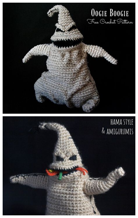 Oogie Boogie Doll Crochet Free Pattern - Crochet & Knitting Oogie Boogie Free Crochet Pattern, Halloween Plush Crochet Patterns, Ophir Boogie Crochet Pattern, Free Jack Skellington Crochet Patterns, Crochet Free Gnome Pattern, Halloween Crochet Amigurumi Patterns, Tim Burton Crochet Pattern Free, Sam Trick R Treat Crochet Pattern Free, Crochet Costumes Free Pattern