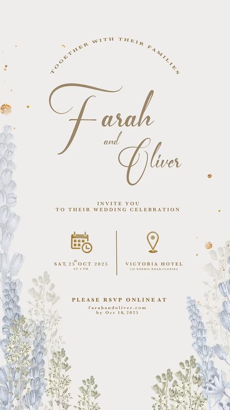 Wedding Invitation Cards Digital, Freepik Wedding Invitations, Wedding Card Digital Invitation Ideas, Design Invitation Wedding, Wedding Invitations Digital Design, English Wedding Invitation Card, Wedding Online Invitations, Canva Invitation Ideas, Invitation Card Design Digital