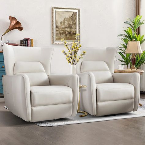 Wildon Home® Gilden 35.8'' Wide Modern Breathable Leather Power Glider and Rocker Recliner | Wayfair Comfortable Furniture Living Room, Comfy Recliner Chair, Modern Recliner Chairs Living Room, Stylish Recliners In Living Room, Living Room With Recliners Ideas, Recliners In Living Room, Small Recliner Chairs, Lazy Boy Chair, Stylish Recliners