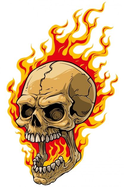 Scary Human, Skull On Fire, Cartoon Kunst, Skull Stencil, Skull Sketch, Skull Fire, Eye Illustration, Skull Art Drawing, Skulls Drawing