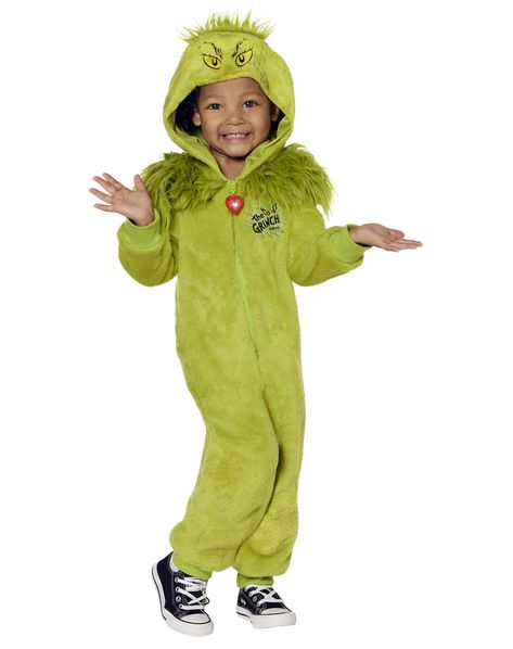 PRICES MAY VARY. When trying to decide between two sizes, choose the larger size for a better fit. This toddler-sized The Grinch costume will make your little one feel like the cutest, coziest kid on the block! This officially licensed The Grinch costume is perfect for pint-sized fans of The Grinch. Get into the Christmas (and Halloween!) spirit with this plush The Grinch hooded jumpsuit costume. This The Grinch costume is the ultimate one-and-done outfit. Featuring a soft green jumpsuit with lo Toddler Grinch Costume, Kids Grinch Costume, The Grinch Costume, Grinch Costume, Grinch Costumes, The Grinch Who Stole Christmas, Dr Seuss The Grinch, Jumpsuit Costume, Pretend Play Costumes