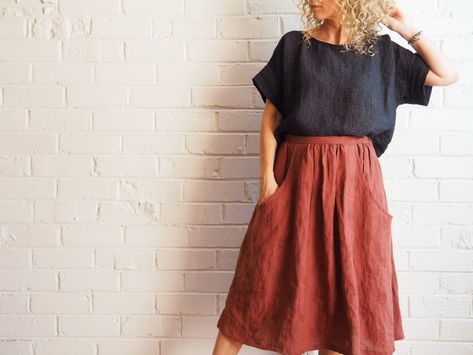 Linen Skirt Pattern Sewing, Linen Skirt Sewing Pattern, Diy Linen Skirt, Linen Skirt Pattern, Brumby Skirt, Womens Skirt Pattern, Sew Skirt, Skirt Pattern Free, Dresses By Pattern